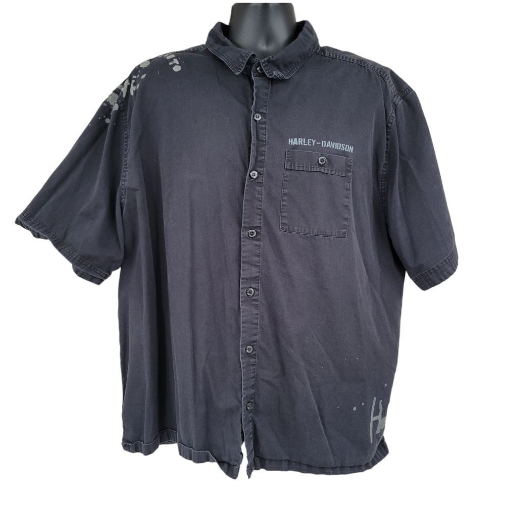 HARLEY Davidson Men's 2XL Black Bleach Style Graffiti Graphics Potato Potato